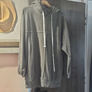 Gray Hooded Fuzzy Womens Sweatshirt